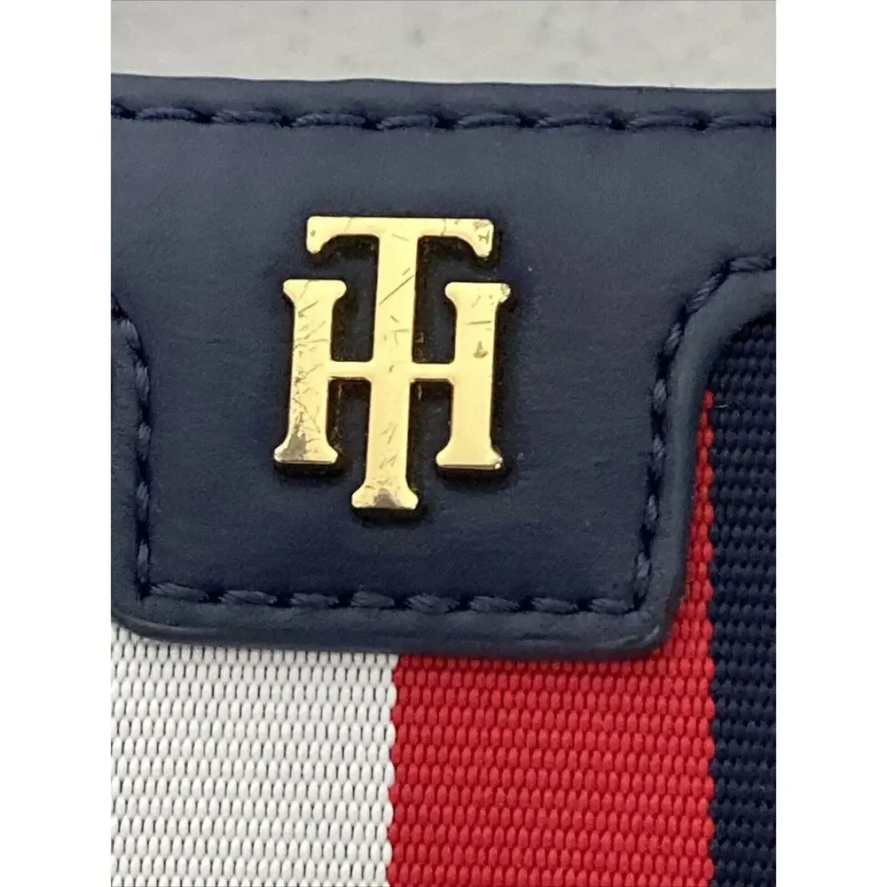 Tommy Hilfiger Crossbody Purse Bag Monogram Logo Blue Red White Stripe Canvas